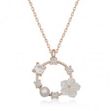 Gümüş Rose Manolya Çiçeği Kadın Kolye