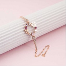 Gümüş Rose Manolya Çiçeği Kelebek Kadın Bileklik