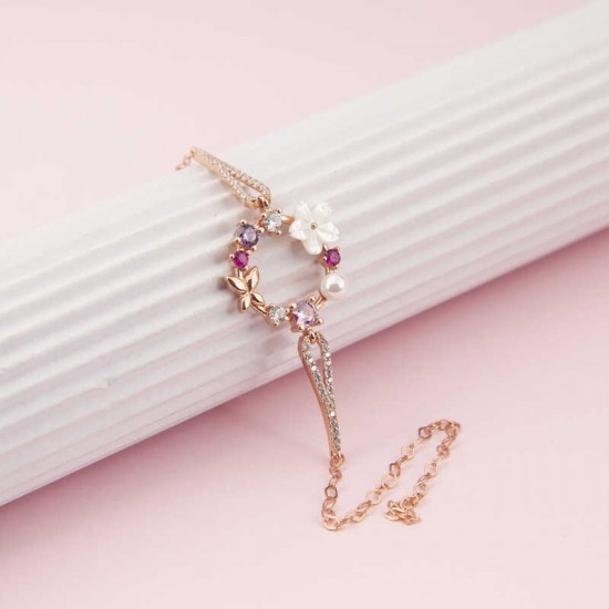 Gümüş Rose Manolya Çiçeği Kelebek Kadın Bileklik Gümüş Rose Manolya Çiçeği Kelebek Kadın Bileklik