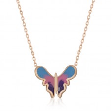 Gümüş Rose Minimal Kelebek Bayan Kolye