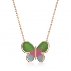 Gümüş Rose Minimal Kelebek Bayan Kolye