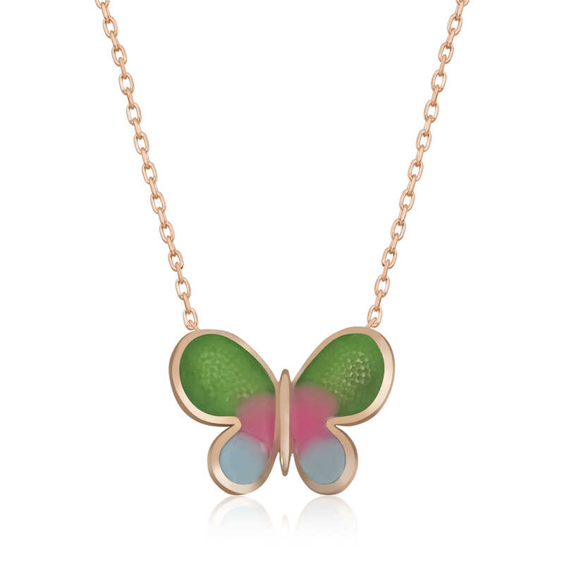 Gümüş Rose Minimal Kelebek Bayan Kolye Gümüş Rose Minimal Kelebek Bayan Kolye