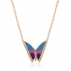 Gümüş Rose Minimal Kelebek Bayan Kolye