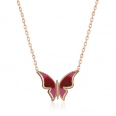 Gümüş Rose Minimal Kelebek Bayan Kolye