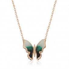 Gümüş Rose Minimal Kelebek Bayan Kolye