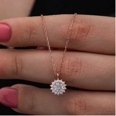 Gümüş Rose Minimal Yuvarlak Anturaj Kadın Kolye