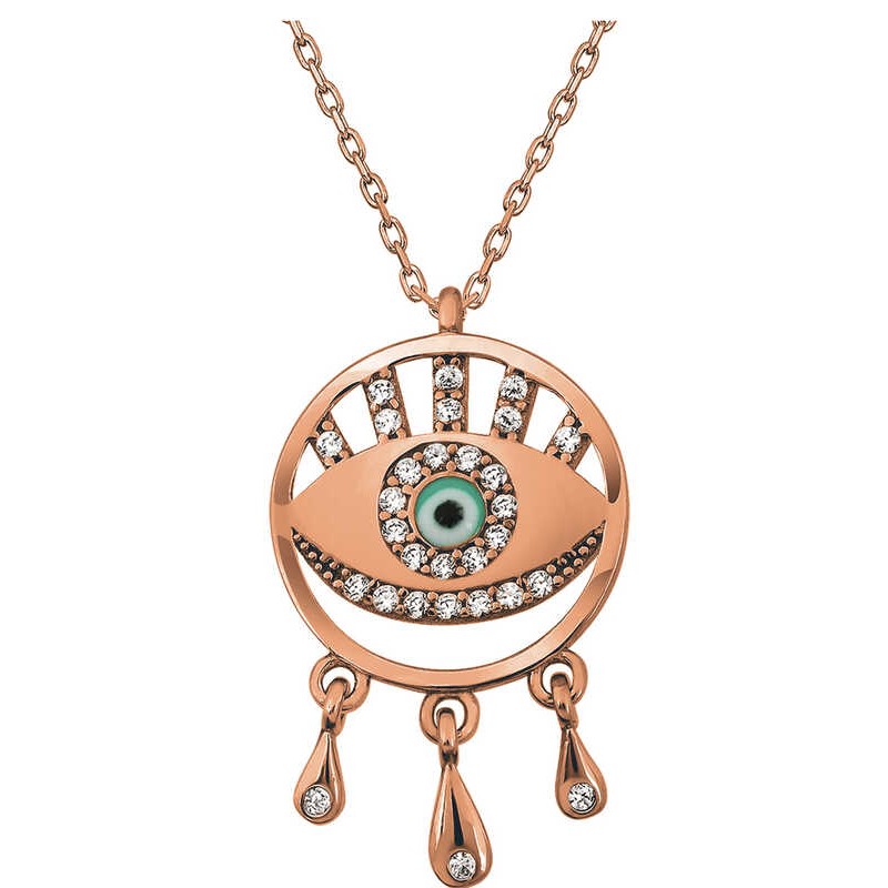 Gümüş Rose Nazarlı Göz Kadın Kolye Gümüş Rose Nazarlı Göz Kadın Kolye