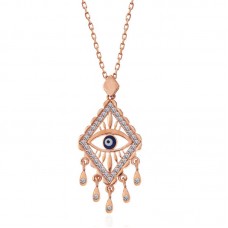 Gümüş Rose Nazarlı Göz Kolye