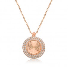 Gümüş Rose Oval Fırfır Bayan Kolye