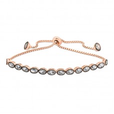 Gümüş Rose Oval Kesim Elmas Montür Asansör Bileklik