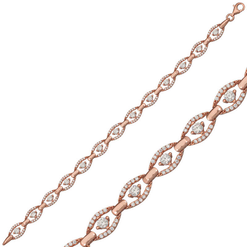 Gümüş Rose Oval Su Yolu Bayan Bileklik Gümüş Rose Oval Su Yolu Bayan Bileklik