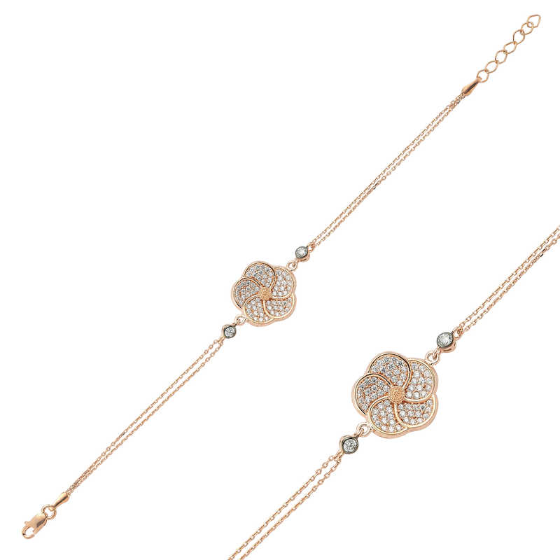 Gümüş Rose Papatya Bayan Bileklik Gümüş Rose Papatya Bayan Bileklik