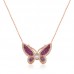 Gümüş Rose Pembe Kelebek Bayan Kolye