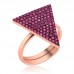 Gümüş Rose Pembe Üçgen Bayan Yüzük