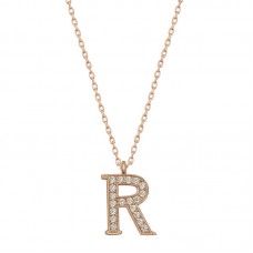 Gümüş Rose R Harfi Kadın Kolye