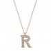 Gümüş Rose R Harfi Kadın Kolye