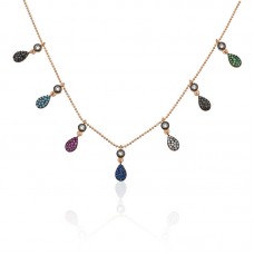 Gümüş Rose Renkli Bayan Şans Kolyesi