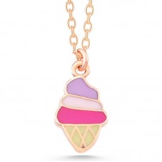 Gümüş Rose Renkli Dondurma Kadın kolye