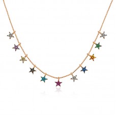 ​Gümüş Rose Renkli Yıldızlar Bayan Kolye