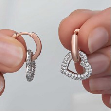 ​Gümüş Rose Sallantılı Kalp Kadın Küpe