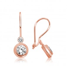 ​Gümüş Rose Sallantılı Tek Taş Küpe