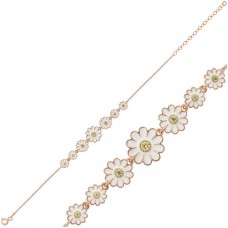 Gümüş Rose Sıralı Papatya Bayan Bileklik