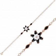 Gümüş Rose Siyah Lotus Çiçeği Bileklik