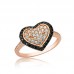 Gümüş Rose Siyah Taşlı Kalp Bayan Yüzük Gümüş Rose Siyah Taşlı Kalp Bayan Yüzük
