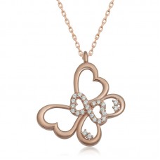 Gümüş Rose Sonsuzluk Kelebek Kadın Kolye