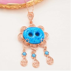 Gümüş Rose Süryani Gözü Kadın Kolye