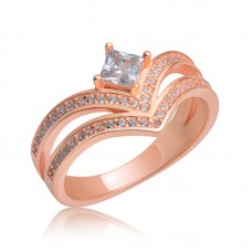 Gümüş Rose Tek Taş Kadın Yüzük