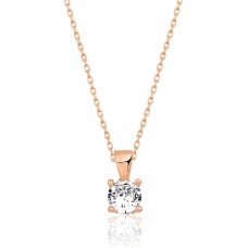 ​Gümüş Rose Tek Taş Kolye