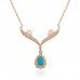 Gümüş Rose Turkuaz Taşlı Madalyon Bayan Kolye
