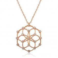 Gümüş Rose Yaşam Çiçeği Kolye