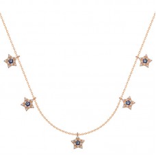 Gümüş Rose Yıldız Nazarlı Şans Kadın Kolye