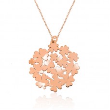 Gümüş Rose Yonca Buketi Kolye