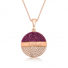 Gümüş Rose Yuvarlak İsimli Bayan Kolye