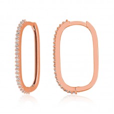 Gümüş Rose Zirkon Taşlı Halka Kadın Küpe