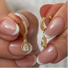 Gümüş Sallantılı Gold Damla Kadın Küpe