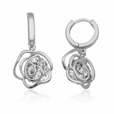 Gümüş Sallantılı Gül Kadın Küpe