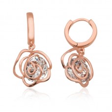 Gümüş Sallantılı Gül Küpe