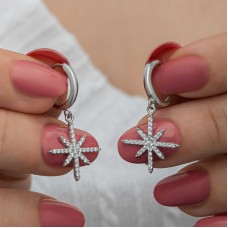 Gümüş Sallantılı Kutup Yıldızı Kadın Küpe