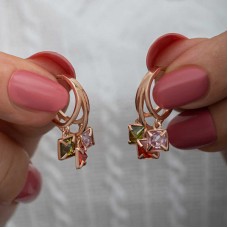 Gümüş Sallantılı Mix Taşlı Halka Kadın Küpe