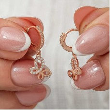 Gümüş Sallantılı Rose Kelebek Kadın Küpe