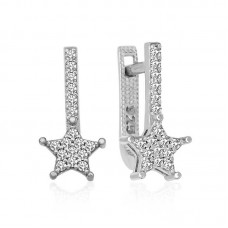 Gümüş Sallantılı Yıldız Taşlı Küpe