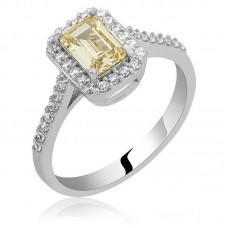 Gümüş Sarı Baget Taşlı Kadın Yüzük
