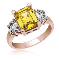 Gümüş Sarı Baget Taşlı Rose Bayan Yüzük