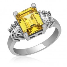 Gümüş Sarı Baget Taşlı Bayan Yüzük