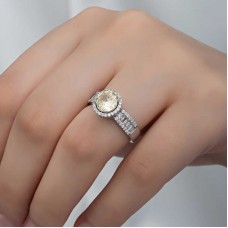 Gümüş Sarı Tek Taş Kadın Yüzük