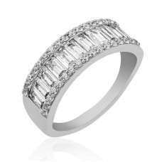 Gümüş Sıralı Baget Taşlı Bayan Yüzük